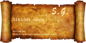 Siklódi Géza névjegykártya